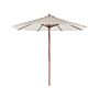 Garden Sun Parasol Beige And White Striped Canopy Birch Wood Pole 245 Cm Weather Resistant