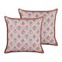 Scatter Cushions Cotton Flower Pattern 45 X 45 Cm Decorative Piping Removable Cover