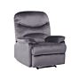 Recliner Chair Grey Velvet Upholstery Push-back Manually Adjustable Back And Footrest Retro Design Armchair