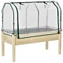 Outsunny Outdoor Elevated Wood Planter Box For Herbs And Vegetables Raised Garden Bed With Pe Greenhouse Cover, Balcony