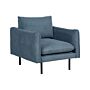 Armchair Blue Fabric Black Legs