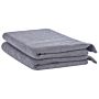 Set Of 2 Bath Sheets Towels Grey Terry Cotton Polyester 100 X 150 Cm Tassels Texture Bath Towels