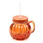 Glass Drinking Jar With Lid & Straw - Pumpkin