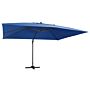 Vidaxl Cantilever Umbrella With Led Lights And Aluminium Pole 400x300 Cm Azure Blue