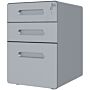 Vinsetto Lockable Cabinet, Rolling Filing Cabinet With 3 Drawers, Steel Office Drawer Unit For A4, Letter, Legal Sized Files