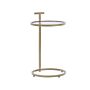 Side Table Gold Iron Frame Glass Round Top Solo Leg Protective Caps