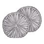 Set Of 2 Decorative Cushions Grey Fabric With Pleats Round 40 Cm