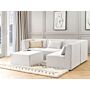 Modular Left Corner 4 Seater Sofa Off White Corduroy With Ottoman 4 Seater Sectional Sofa