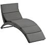 Outsunny Garden Patio Rattan Wicker Folding Sun Lounger Recliner Bed Chair With Cushion, Grey