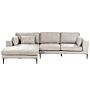 Right Hand Corner Sofa Light Grey Velvet Upholstered L-shaped Tufted Cushioned Seat With Scatter Cushions