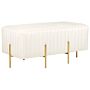 Bench Cream Velvet Upholstered Gold Metal Legs 93 X 48 Cm