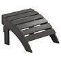 Garden Footstool Dark Grey Plastic Wood Weather Resistant Slatted