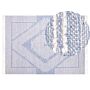 Rug Off-white Blue Cotton Wool 140 X 200 Cm Geometric Pattern Runes Tribal Tassels Oriental