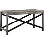 Outsunny Pe Wicker Outdoor Coffee Table, Patio Rattan Side Table, With Plastic Board Under The Full Woven Table Top, Garden Mixed Grey