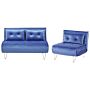 Living Room Set Navy Blue Velvet Single And 2 Seater Sofa Bed With Cushions Metal Hairpin Legs