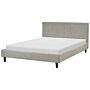 Eu Double Size Panel Bed 4ft6 Ligh Grey Fabric Slatted Frame