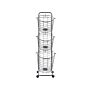 3 Tier Wire Basket Stand Grey Metal With Castors Handles Detachable Kitchen Bathroom Storage Accessory For Towels Newspaper Fruits Vegetables