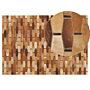 Area Rug Brown Cowhide Leather 140 X 200 Cm Geometrical Pattern Patchwork