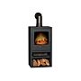 Adam Bergen Xl Electric Stove In Charcoal Grey With Angled Stove Pipe In Black