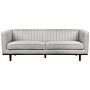 Sofa Light Grey Polyester Upholstered 3-seater Modern Couch Style Living Room Wide Armrests Tufted Backrest