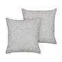 Set Of 2 Decorative Cushions Grey Boucle 45 X 45 Cm Woven Removable With Zipper