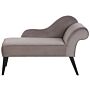 Chaise Lounge Taupe Velvet Upholstery Dark Wood Legs Right Hand