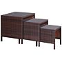 Outsunny Rattan Tea Table Set Garden Furniture 3 Pcs Nest Of Tables Patio Outdoor End Side Table Wicker Conservatory