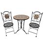 Outsunny 3 Pcs Garden Mosaic Bistro Set Outdoor Patio 2 Folding Chairs & 1 Round Table Outdoor Metal Furniture