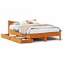 Vidaxl Bed Frame With Drawers Wax Brown 140x200 Cm Solid Wood Pine