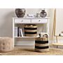 Set Of 2 Storage Baskets Beige And Black Jute Striped Pattern Laundry Bins Boho Accessories