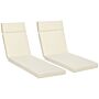 Outsunny Set Of 2 Sun Lounger Cushions, Replacement Cushions For Rattan Furniture With Ties, 196 X 55 Cm, Cream White