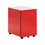 Storage Cabinet Red Metal 3 Drawers Key Lock Castors Industrial Office