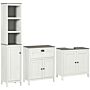 Kleankin Bathroom Furniture Set With Adjustable Shelves, 6-tier Tall Bathroom Storage Cabinet, Floor Cabinet With Drawer, Under Sink Cabinet, Antique White