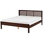 Bed Dark Wood Eu King Size 5ft3 Headboard Slatted