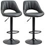 Homcom Barstools Set Of 2 Adjustable Swivel Height Gas Lift Pu Leather Counter Chairs With Footrest