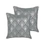 Set Of 2 Scatter Cushions Grey Cotton 45 X 45 Cm Geometric Silver Pattern Handmade Removable Cover With Filling