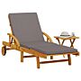 Vidaxl Sun Lounger With Cushion And Table Solid Wood Acacia