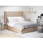 Bed Frame With Storage Beige Velvet Upholstered 5ft3 Eu King Size High Headboard