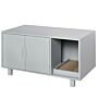 Pawhut Wooden Cat Litter Box Enclosure & House With Nightstand/end Table Design, Scratcher, & Magnetic Doors, Grey