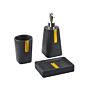 3-piece Bathroom Accessories Set Black Dolomite Glam Soap Dispenser Soap Dish Toothrbrush Holder Cup