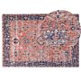 Area Rug Red And Blue Cotton 140 X 200 Cm Rectangular Oriental Pattern