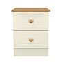 Warwick 2 Drawer Bedside Cabinet In Cream Ash & Modern Oak