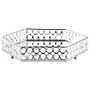 Decorative Tray Silver Iron And Glass Mirrored Hexagonal With Rhinestones Tabletop