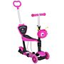 Homcom 5-in-1 Kids Toddler 3 Wheels Mini Kick Scooter Push Walker With Removable Seat & Back Rest For Girls And Boys Pink