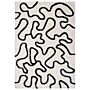 Area Rug White And Black Viscose And Wool Abstract Pattern 160 X 230 Cm