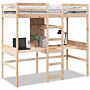 Vidaxl Loft Bed Frame With Desk And Shelves 90x200cm Solid Wood Pine