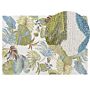 Area Rug Carpet Blue And Green Wool Leaves Motif 140 X 200 Cm