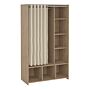 Uppsala Open Mobile Wardrobe Unit In Jackson Hickory Oak With A Beige Textile Curtain