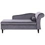 Chaise Lounge Grey Velvet Upholstery With Storage Right Hand With Bolster