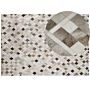 Area Rug Carpet Grey And Beige Leather Chequered 160 X 230 Cm